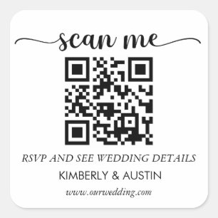 Qr Code RSVP Wedding Website Square Sticker