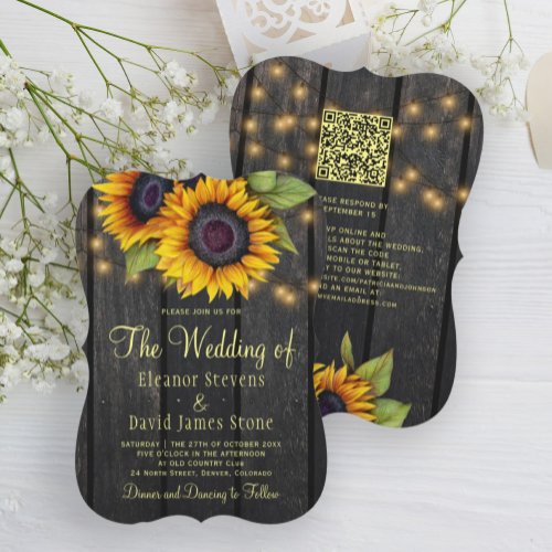 QR code rustic country sunflower barn wood wedding