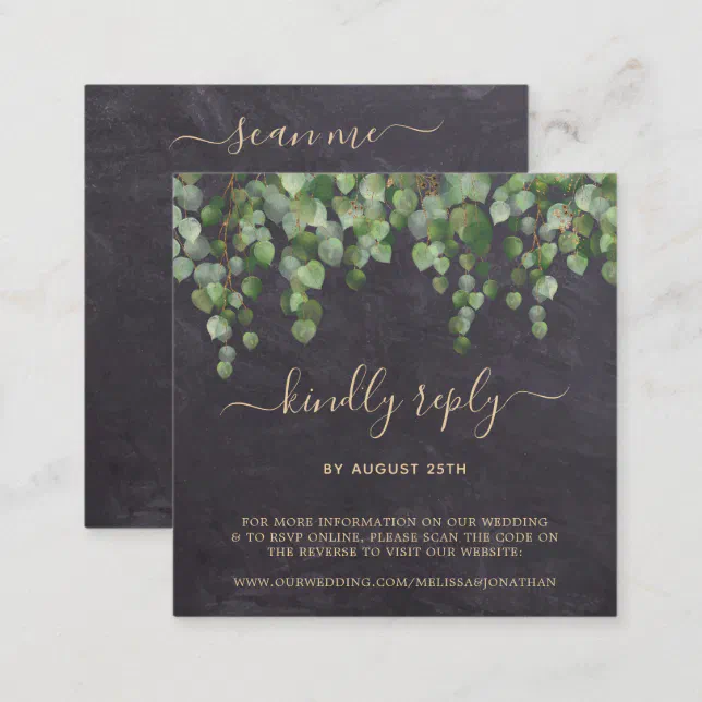 Qr Code Rustic Eucalyptus Botanical Wedding Rsvp Enclosure Card Zazzle