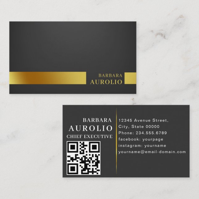 QR Code | Rustic Kraft Modern Stylish Professional Business Card (Front/Back)