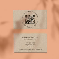 QR Code | Rustic Kraft Modern Stylish Professional Business Card