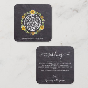 QR Code Rustic Simple Sunflower Wedding Invitation