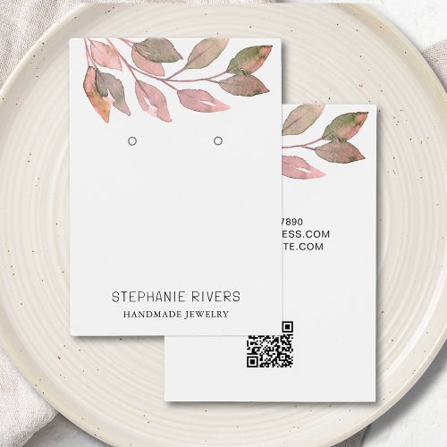 QR Code Rustic Watercolor Earrings Display Card