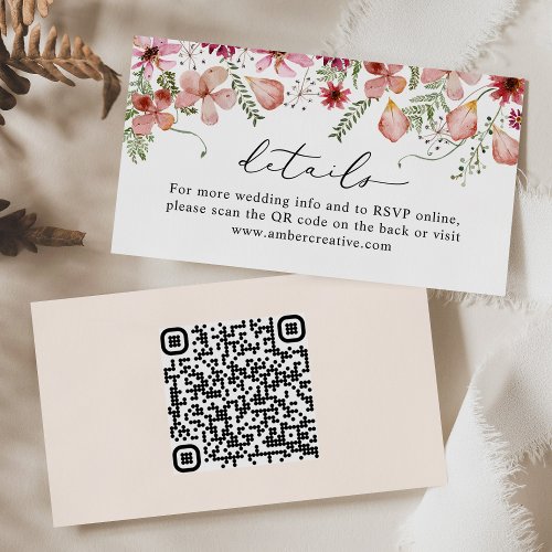 QR code Rustic Wedding Details Enclosure Card