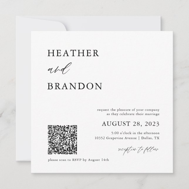 QR Code Rustic Wedding Square Invitation (Front)