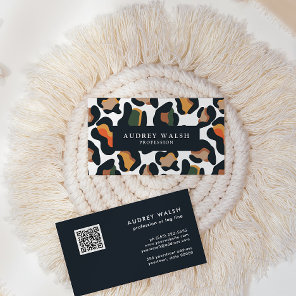 QR CODE Safari Animal Skin Leopard spot  Business Card