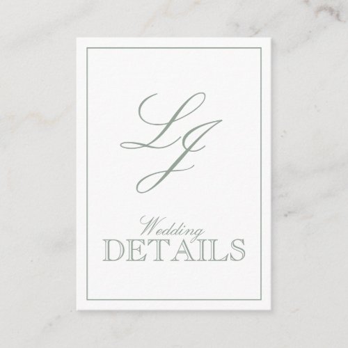 QR Code Sage Green Script Monogram Wedding Details