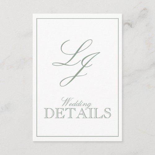 QR Code Sage Green Script Monogram Wedding Details