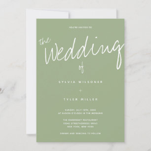QR Code Sage Typography Wedding Invitation