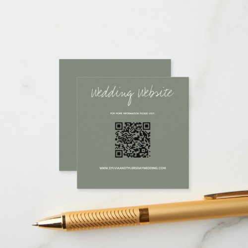 QR Code Sage Wedding Website Enclosure Card