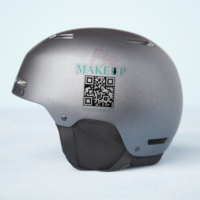 QR Code Salon Business Name Bike Helmet Decal (Helmet Side)