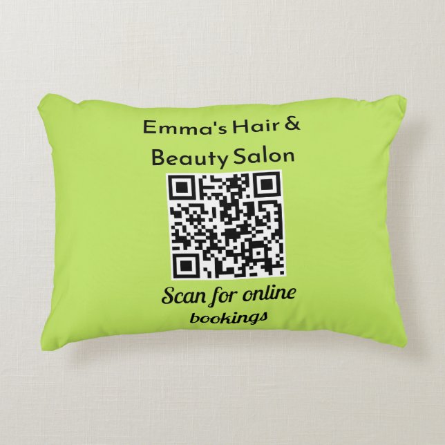 QR Code Salon Business Promotional Custom Accent Pillow (Front)