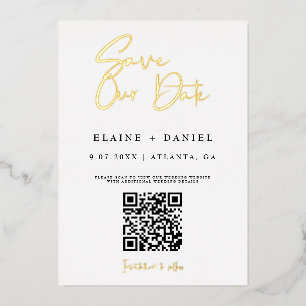 QR Code Save Our Date Photo Gold Foil Invitation