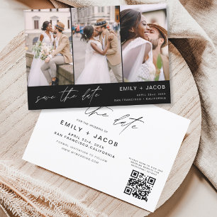 QR Code Save the Date - 3 Photo Elegant Modern