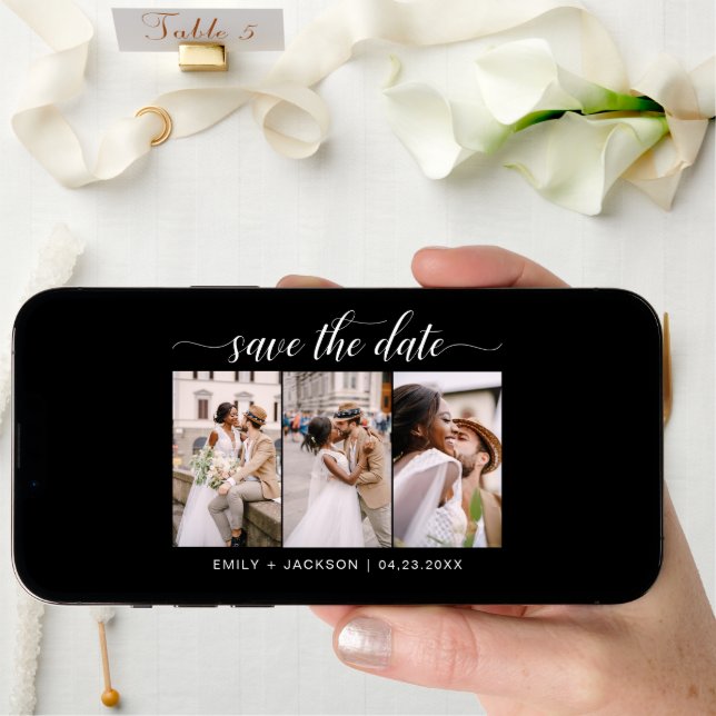 QR Code - Save the Date Black 3 Photo (Front Digital)