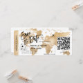 QR Code Save the Date Boarding Pass World Map Invitation | Zazzle