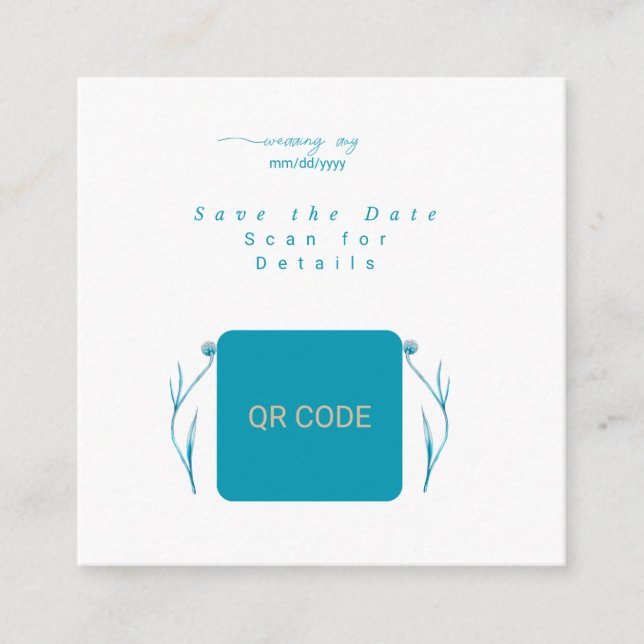 QR Code Save the Date Card Minimalist Wedding Card (Front)