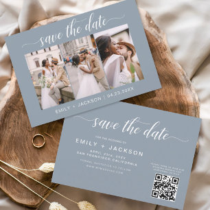 QR Code - Save the Date Dusty Blue 3 Photo