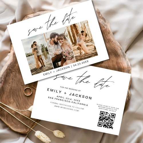 QR Code _ Save the Date  Modern 3 Photo Elegant