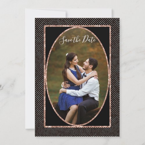 Qr code Save the Date Photo in Rose Gold Glitter Invitation