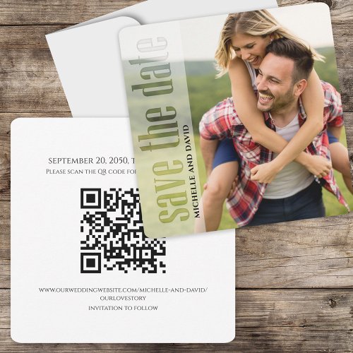 QR Code Save the Date Photo Minimalist Modern