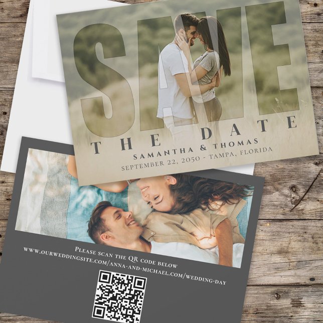 QR Code Save the Date Photo Typography Elegant (Creator Uploaded)