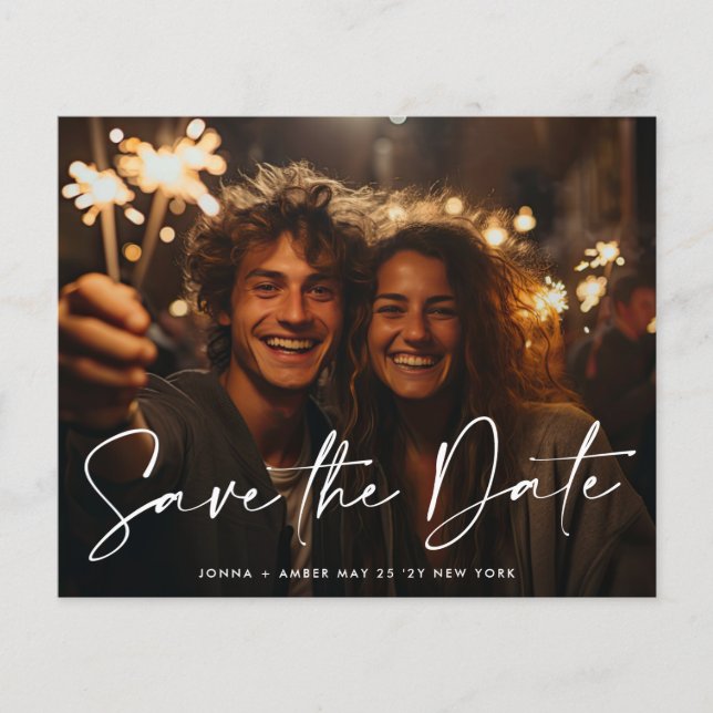 QR code Save The Date - Side Ways Budget Modern Flyer (Front)