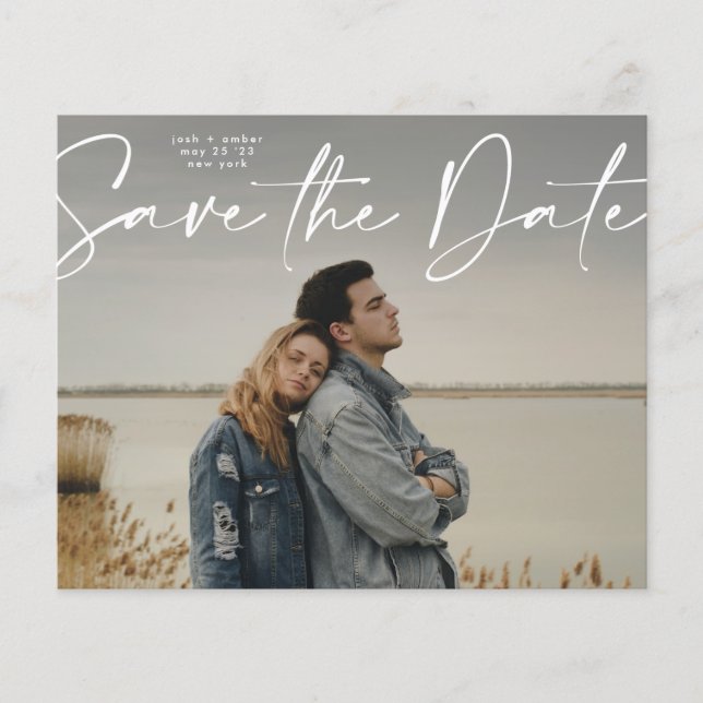 QR code Save The Date - Side Ways Budget Modern Flyer (Front)