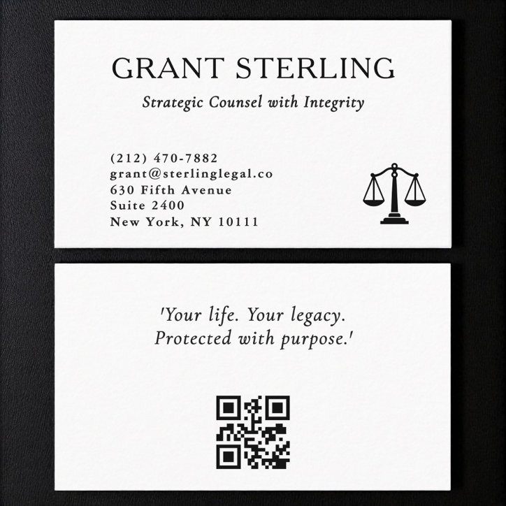 QR Code Scales Of Justice Black White Legal Business Card