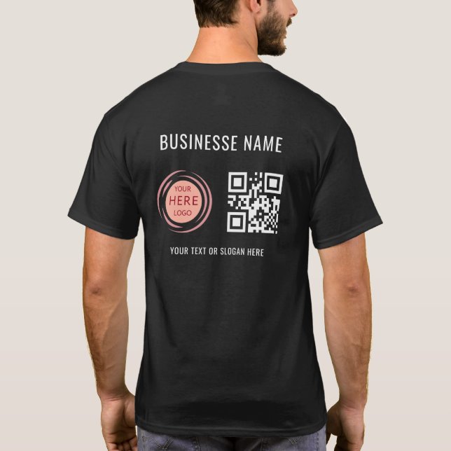 QR Code Scan and Custom Business Company Logo T-Shirt (Back)