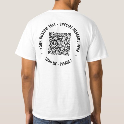 QR Code Scan and Custom Text Promotional T_Shirt