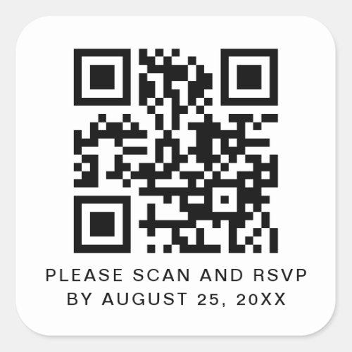 QR code scan and RSVP custom text Square Sticker