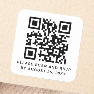 QR code scan and RSVP custom text Square Sticker