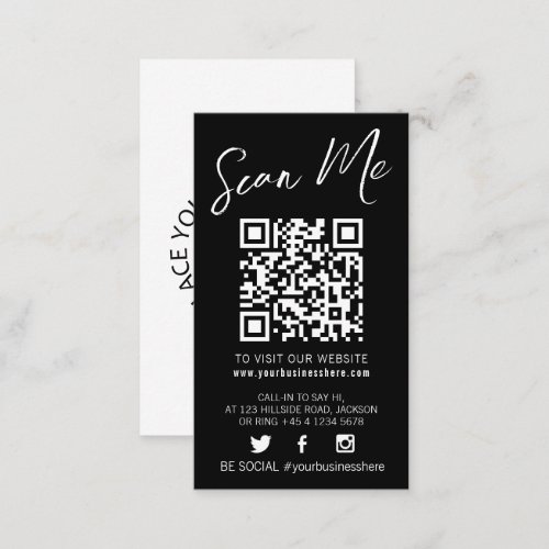 Qr code scan black monotone simple social logo business card