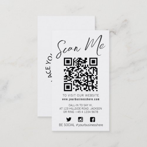 Qr code scan black white simple social logo  business card