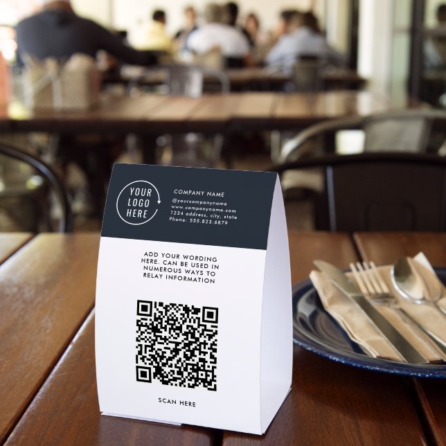 QR Code Scan | Business Logo Contactless  Paper Table Tent (Insitu(Restaurant))
