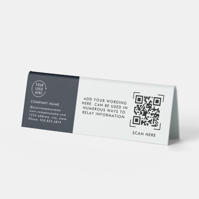 QR Code Scan | Business Logo Contactless Table Tent (Front)
