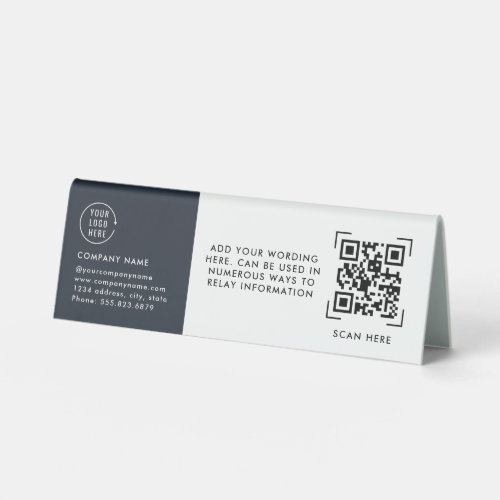 QR Code Scan  Business Logo Contactless Table Tent Sign