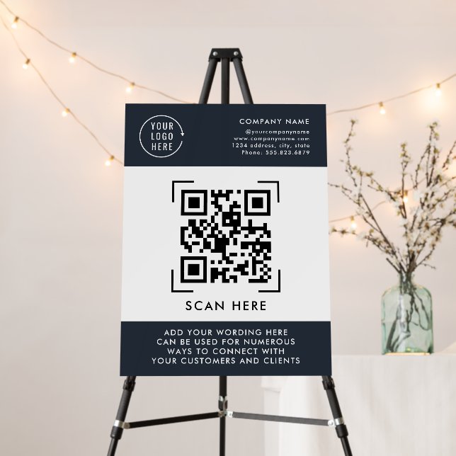 QR Code Scan | Business Logo Professional  Foam Board (In Situ (Stand))