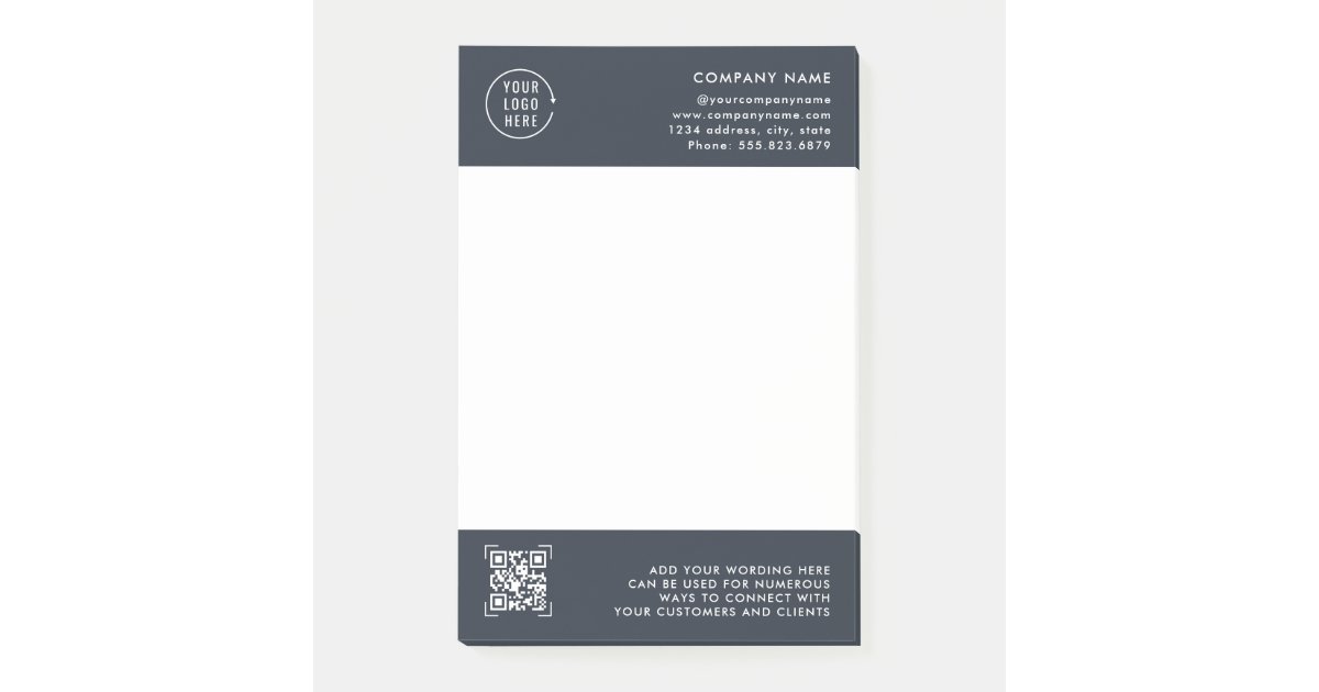 QR Code Scan | Business Logo Professional Post-it Notes | Zazzle