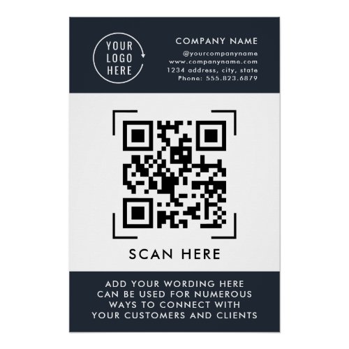QR Code Scan  Business Logo Professional Poster