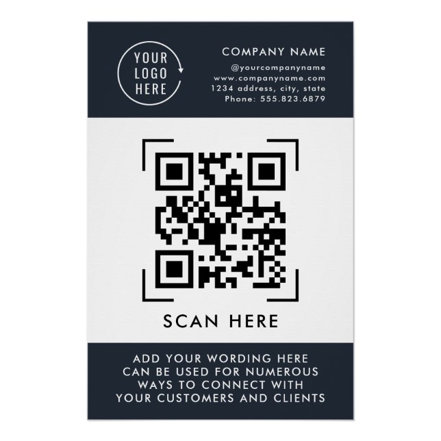 QR Code Scan | Business Logo Professional Poster (Front)
