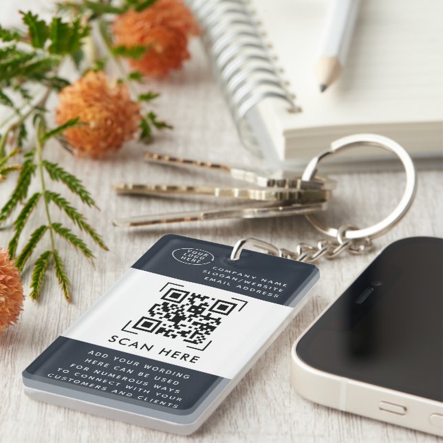 QR Code Scan | Business Logo Promotional Keychain (Front Right)
