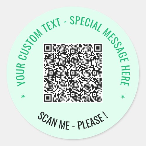 QR Code Scan Custom Text and Colors Round Sticker