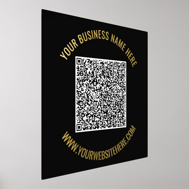 QR Code Scan Custom Text Black Gold Foil Prints (Laydown)