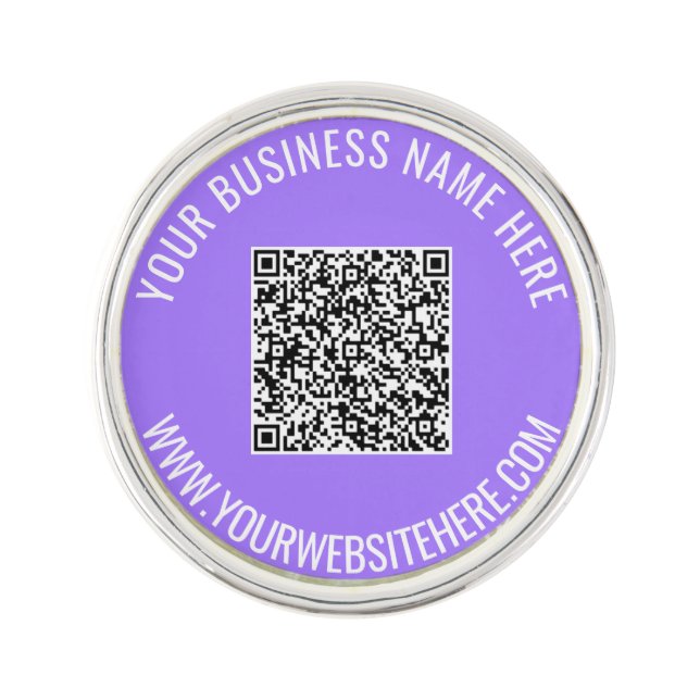 QR Code Scan Custom Text Lapel Pin Choose Color (Front)