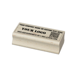 QR Code Scan Custom Text Your Logo Rubber Stamp