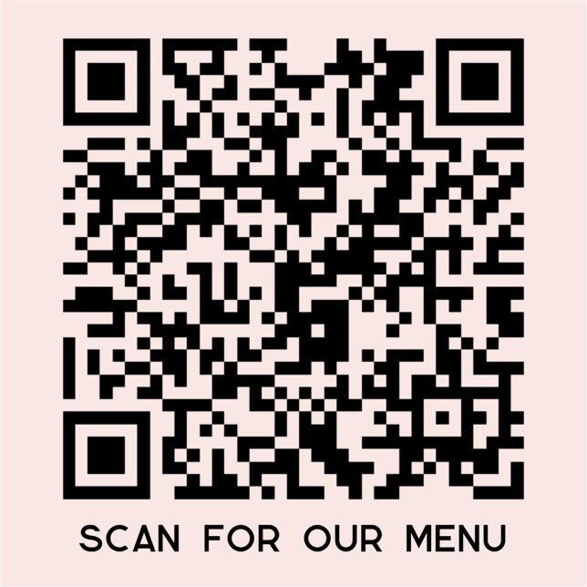 QR Code Scan for Menu Blush Pink Sticker (Scan for our menu QR code blush pink business sticker)