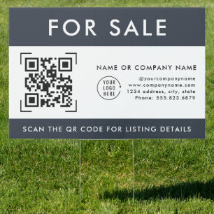 QR Code Scan For Sale   Business Logo  Sign