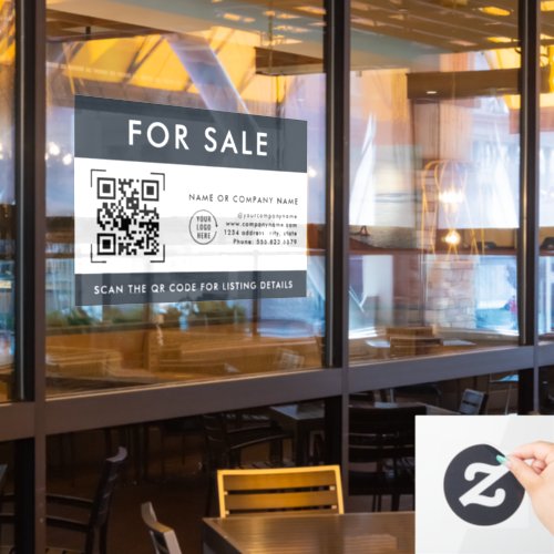 QR Code Scan For Sale  Business Logo   Window Cling